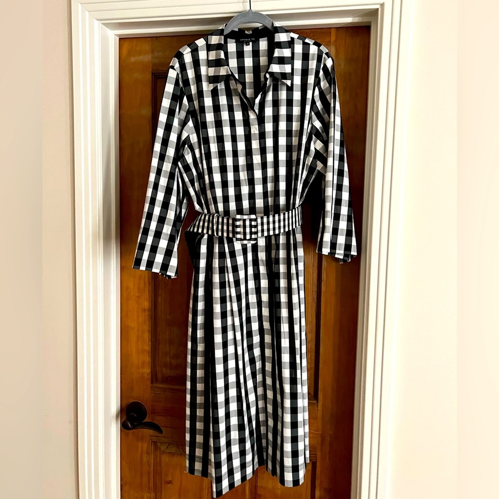 Lafayette 148 black and white checkered dress. Size XL.